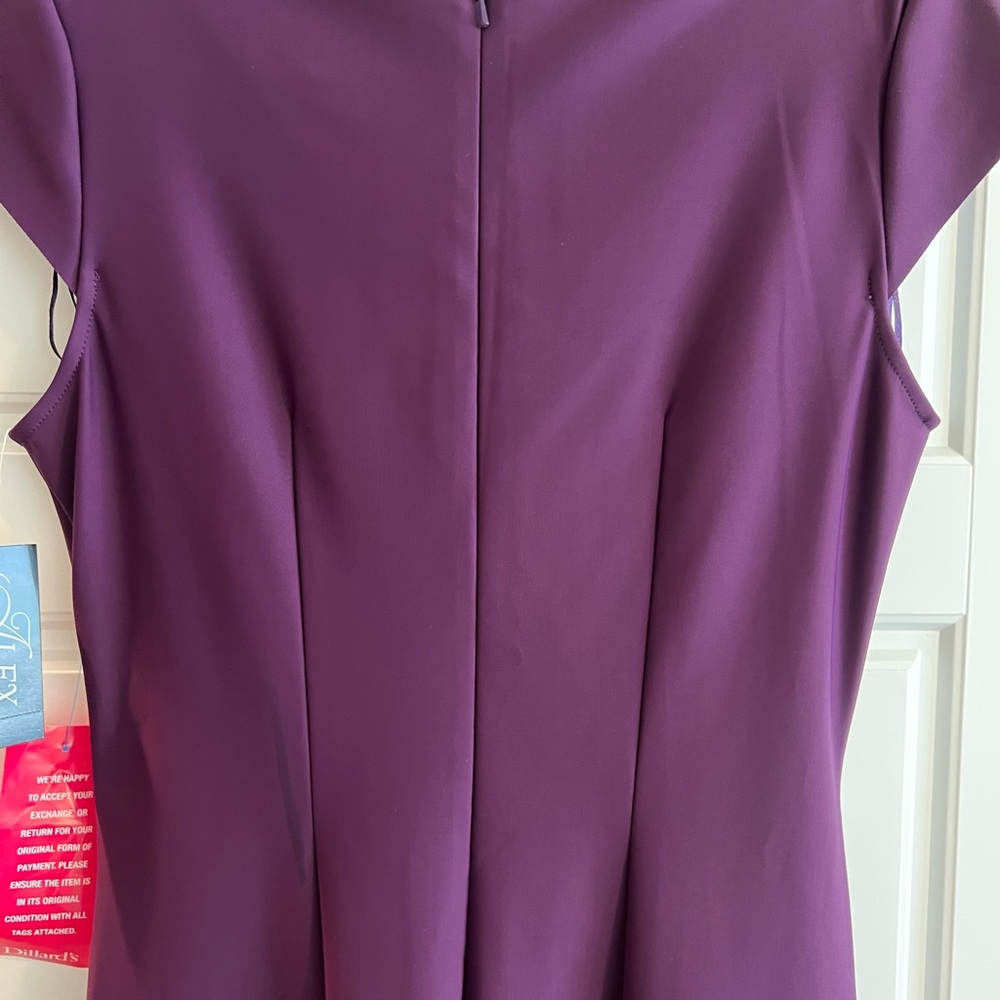 Alex Evenings Summer Plum Draped Sheath Special Occasion Long Dress Size 14 - Picture 8 of 10